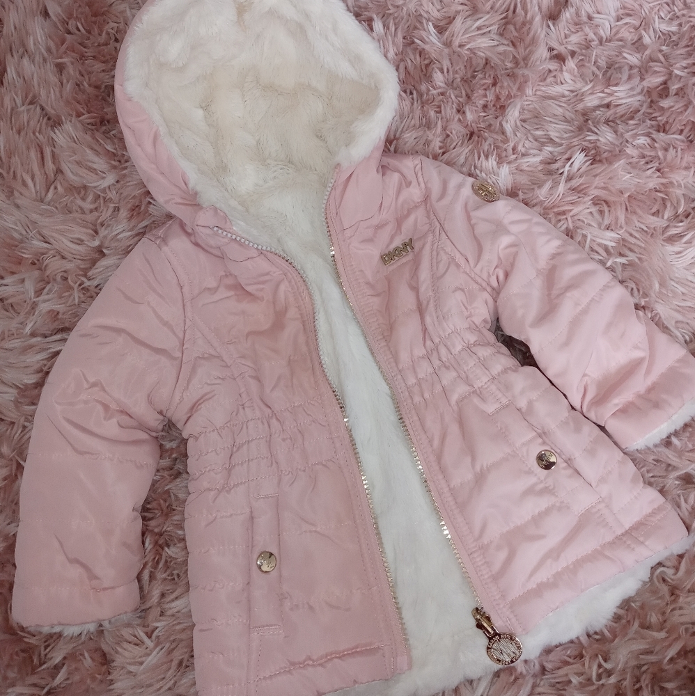 Toddler pink DKNY reversible coat